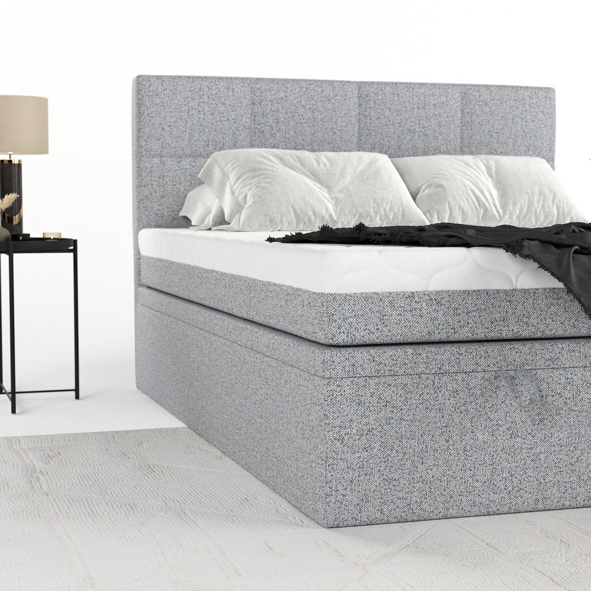 BOXBETT Tessa 160/200 cm Grau im Riva Stoff - Schwarz/Grau, Holz/Holzwerkstoff (160/200cm) - AltaBeds