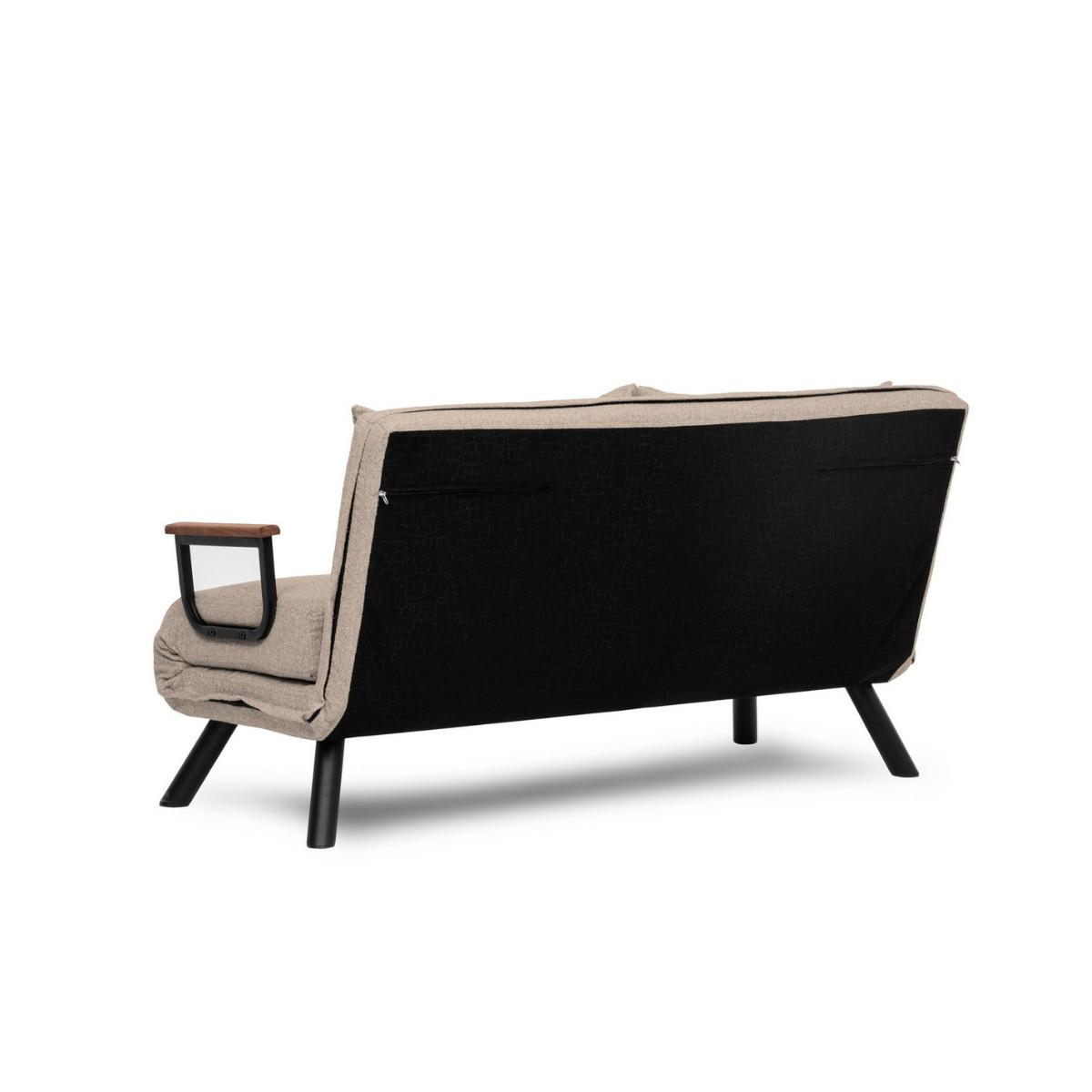 SCHLAFSOFA für 2 Personen mit Stoffbezug und Metallfüßen 133/50/41 cm - Beige, Metall (50/41/133cm) - Calicosy