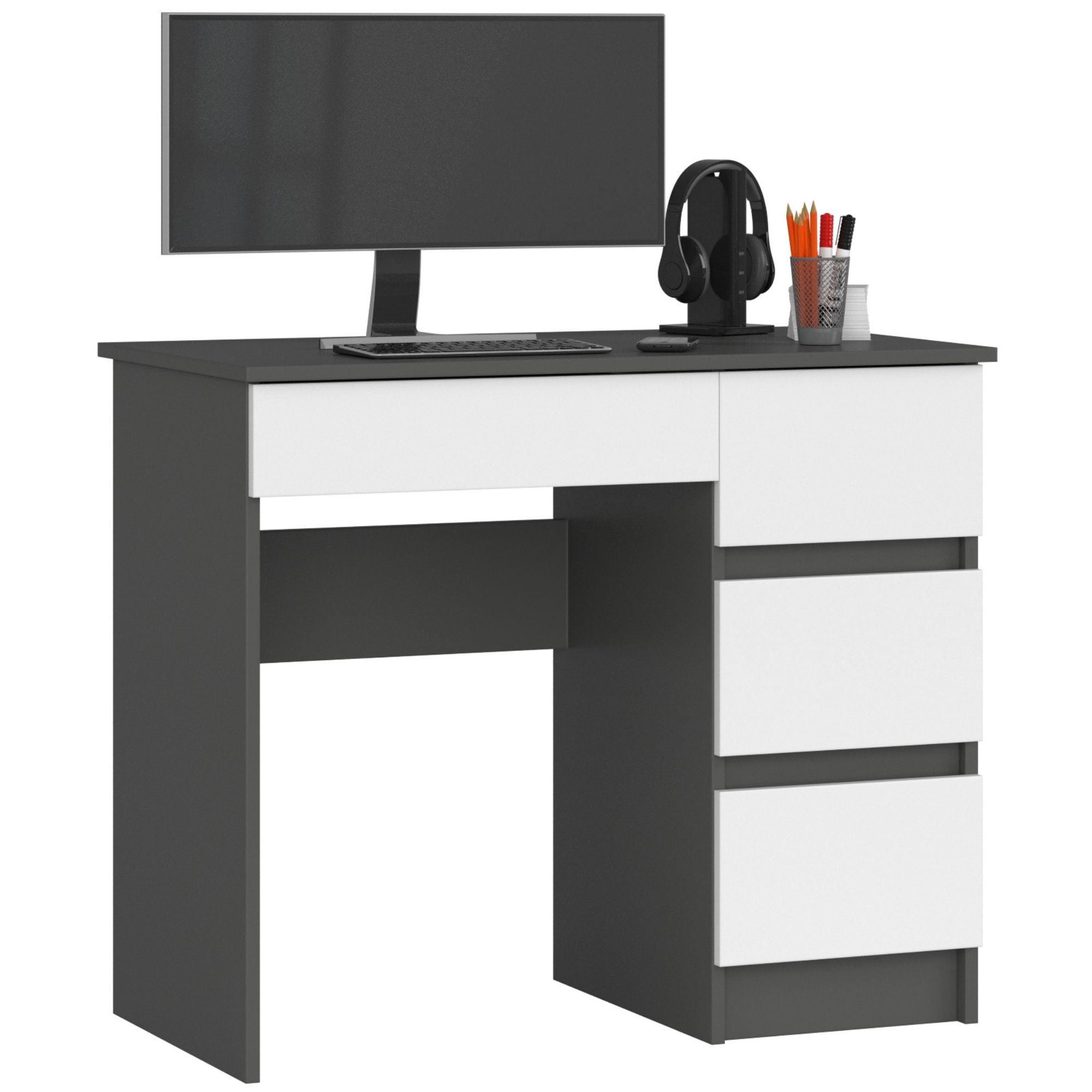 SCHREIBTISCH Graphit Grau, Weiß 77/90/50 - Weiß, Holzwerkstoff (120/50/77cm) - RAUMHIRSCH FURNITURE