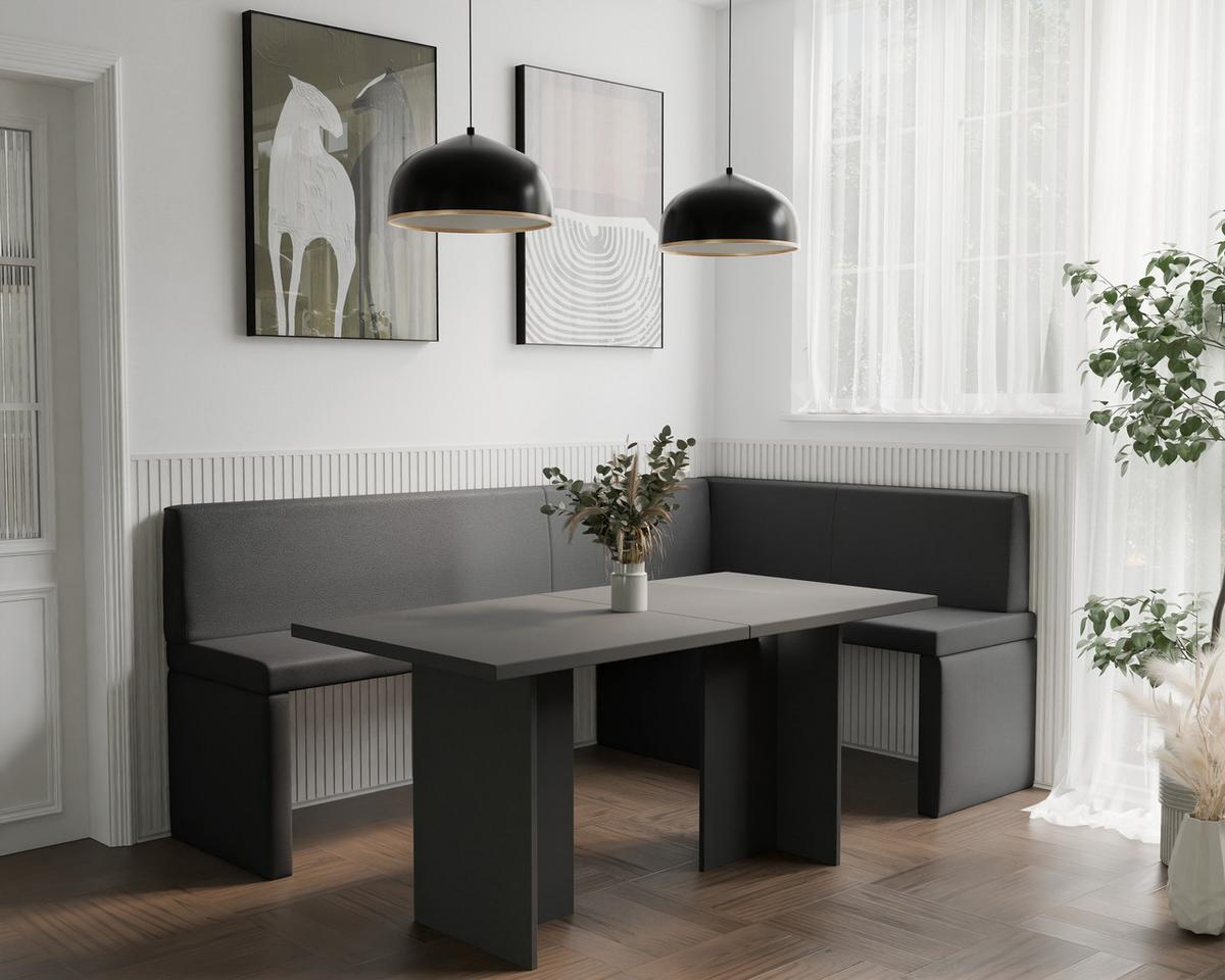 ECKBANK rechts OWEN Kunstleder, 142/196 cm Anthrazit - Anthrazit, Holz/Kunststoff (142/196cm) - Idohome