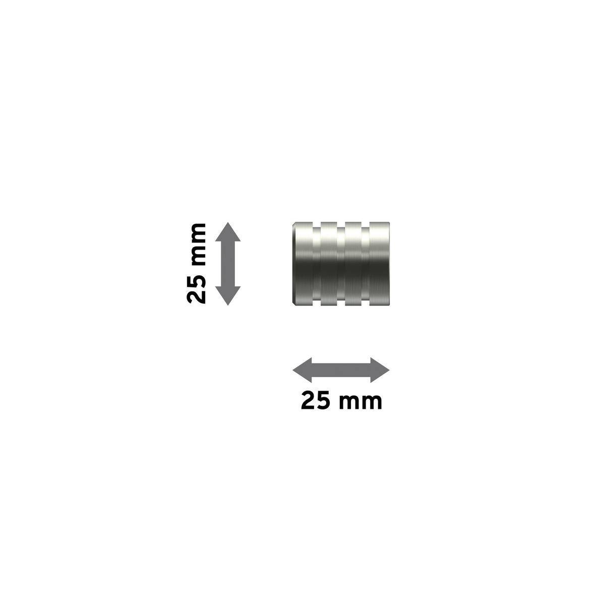 ENDSTÜCKE FÜR GARDINENSTANGEN 20 mm Ø, Fario Edelstahl, Packung 2 Stück - Edelstahlfarben, Metall (2.5/2.5/2.5cm) - INTERDECO