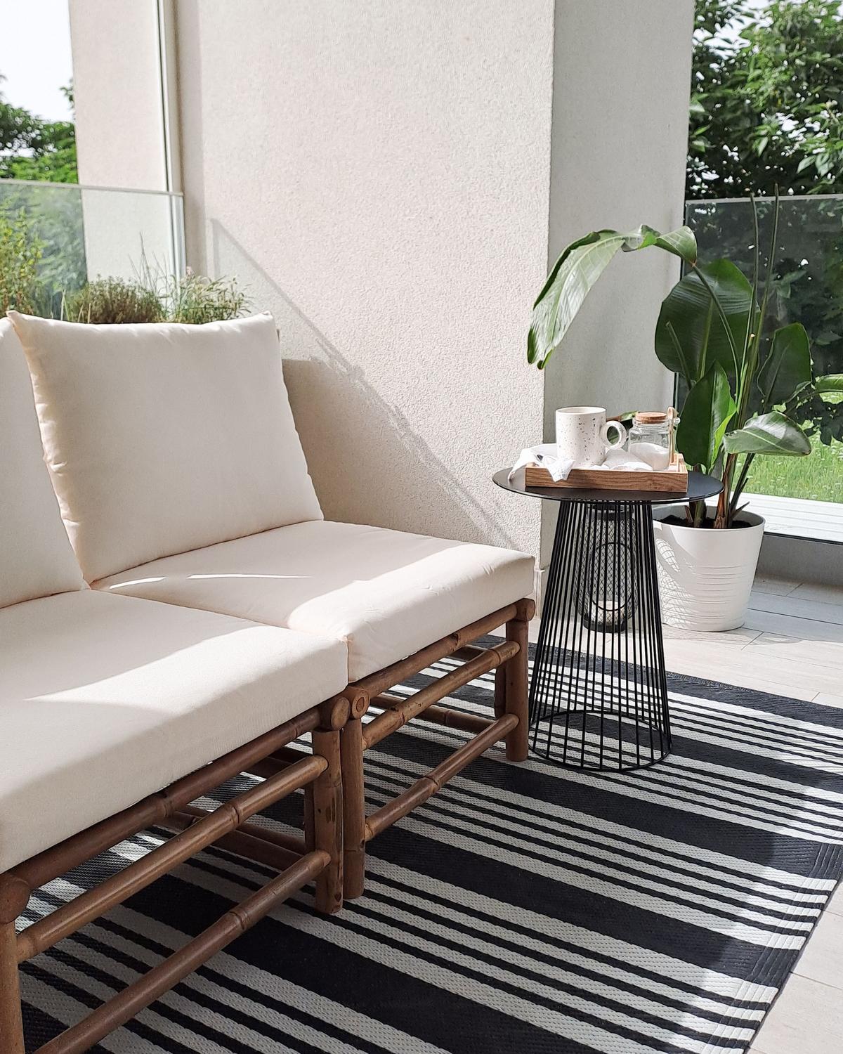LOUNGE SET 6-Sitzer Bambusholz hellbraun 4-teilig Auflagen cremeweiß Cerreto - Creme, Holz - Beliani
