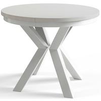 ESSZIMMERTISCH LOFT, ausziehbarer Tisch 120 cm/200 cm, Farbe: Weiß, mit Metallbeinen in Farbe Weiß - Weiß, Holzwerkstoff (120/120/76cm) - Alpi-Möbel