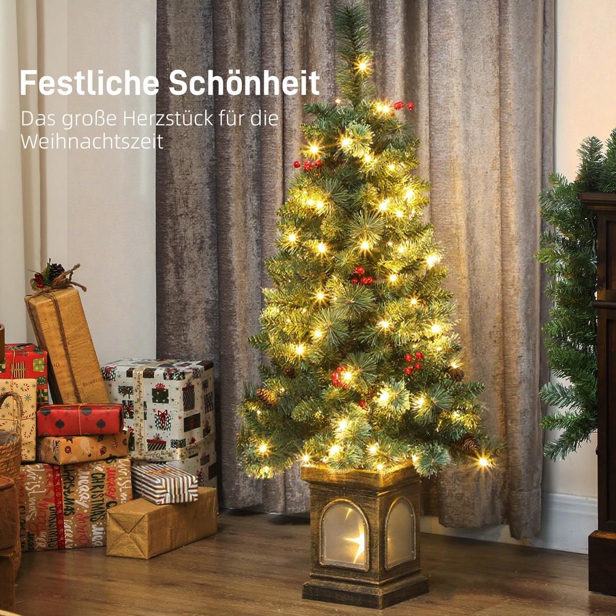 KÜNSTLICHER Weihnachtsbaum 120 cm Tannenbaum künstlich mit 100 LED 8 Modi - Grün, Kunststoff (120cm) - HOMCOM