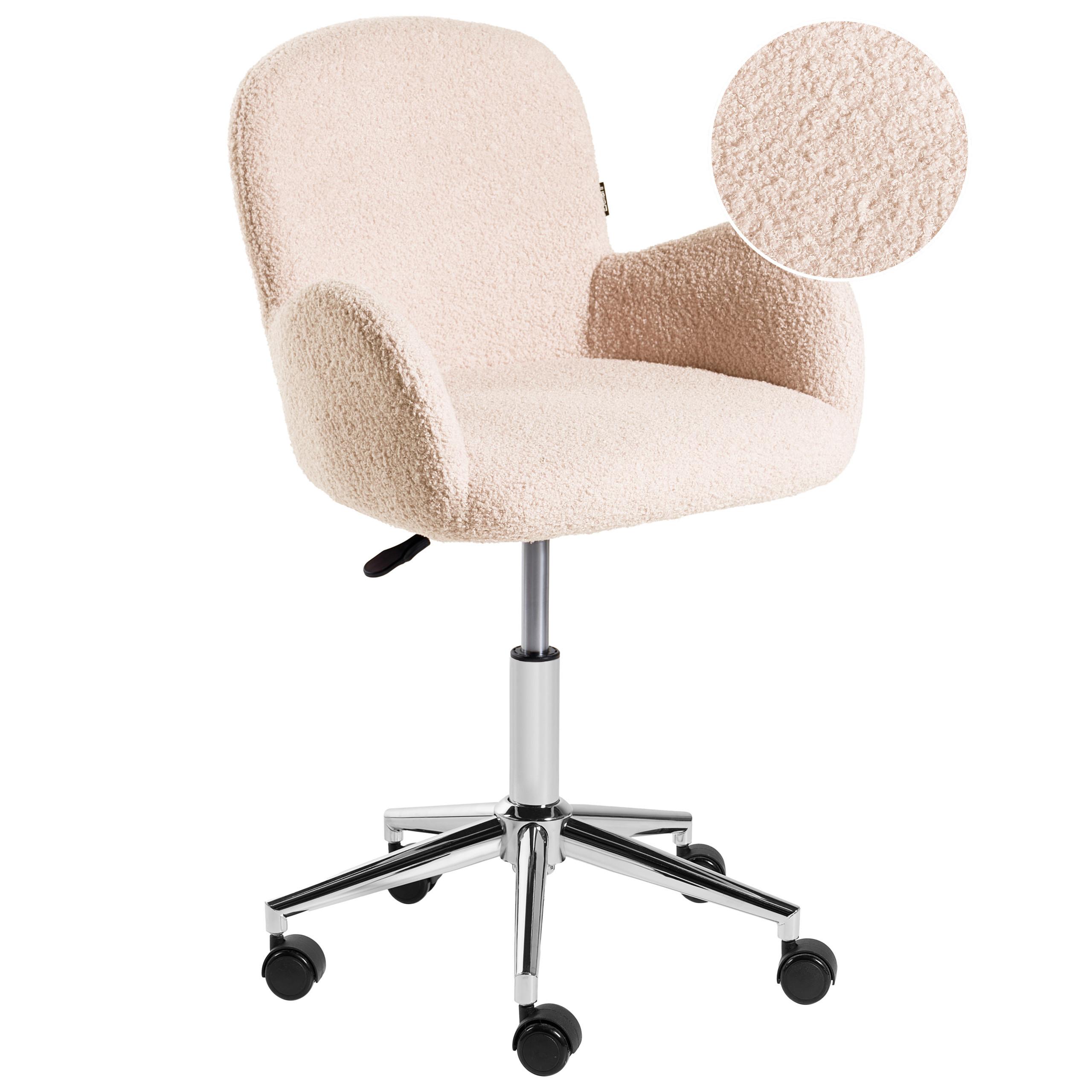 SCHREIBTISCHSTUHL Bouclé Hellbeige Priddy - Beige, Textil (60/79/60cm) - Beliani