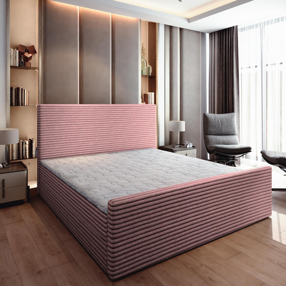 BOXBETT BRENTO 160x200 cm mit Matratze und Topper - Rosa - Rosa, Holz (160/200cm) - MASSENO