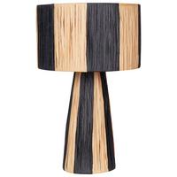 TISCHLEUCHTE Naturfarben/Schwarz Welmel - Schwarz/Naturfarben, Naturmaterialien (25/25/41cm) - Beliani
