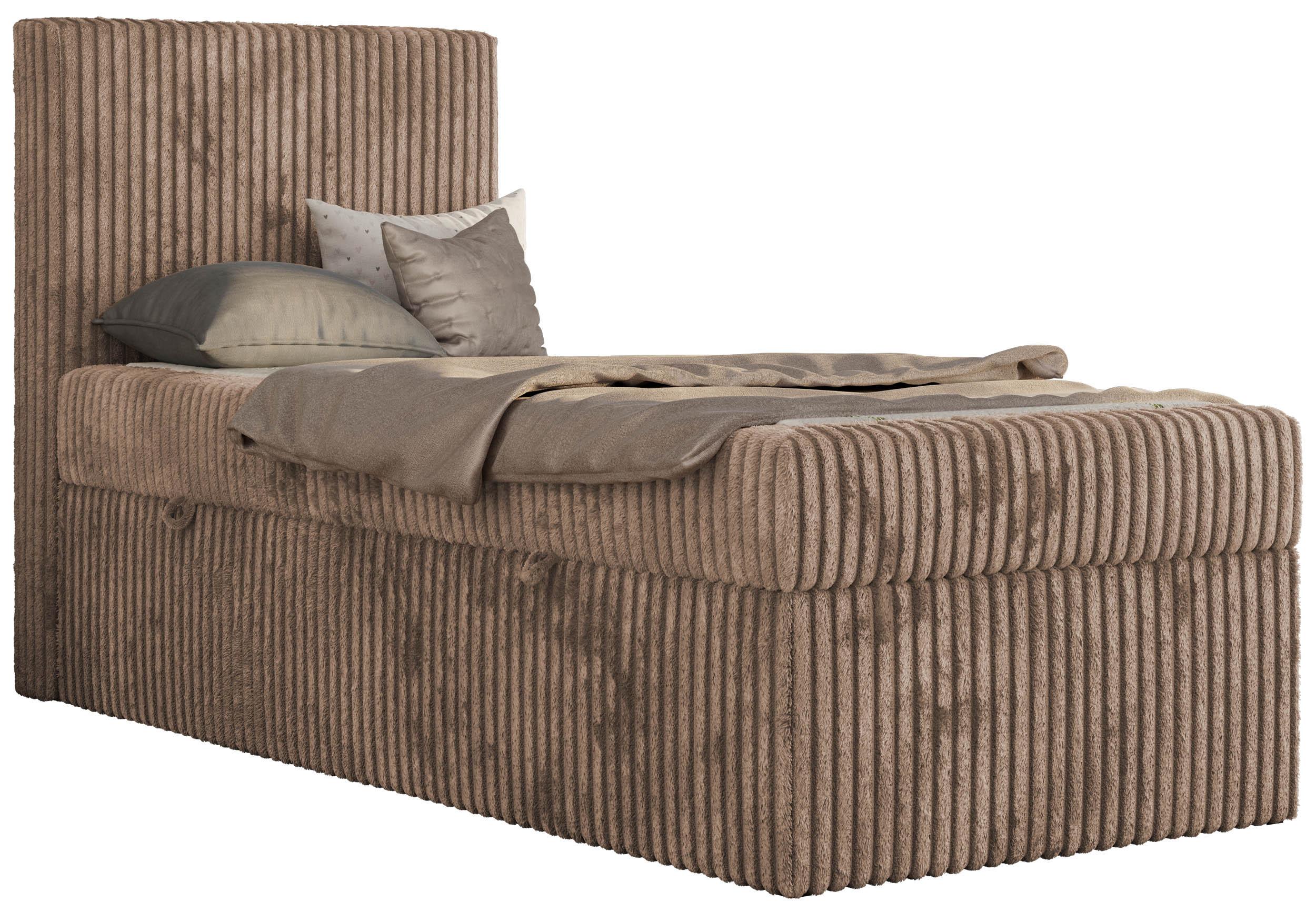 JUGENDBETT TILIO 90/200 - Braun - H3 - Links Seite - Braun, Textil (90/200cm) - MKS