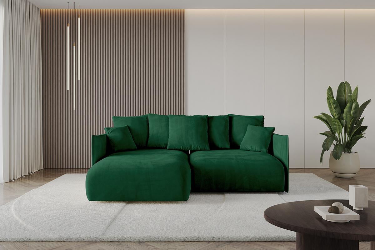 ECKSOFA Ottomane links ONESK-L 216x177x72 Grün Velours - Grün, Holzwerkstoff/Kunststoff (216/177cm) - ALTDECOR