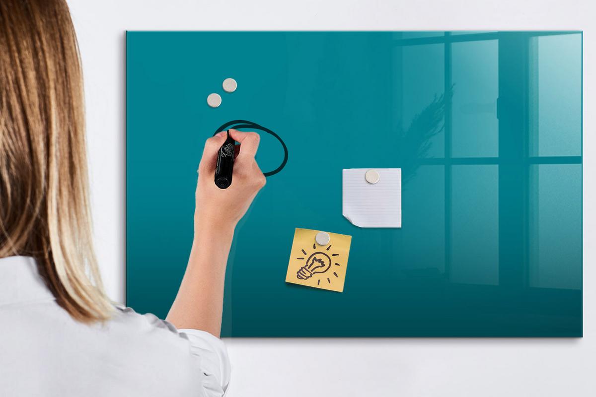 MAGNETTAFEL 90x60 Marineblau schwarzer Marker - Mintgrün, Glas (90/0.4/60cm) - TULUP