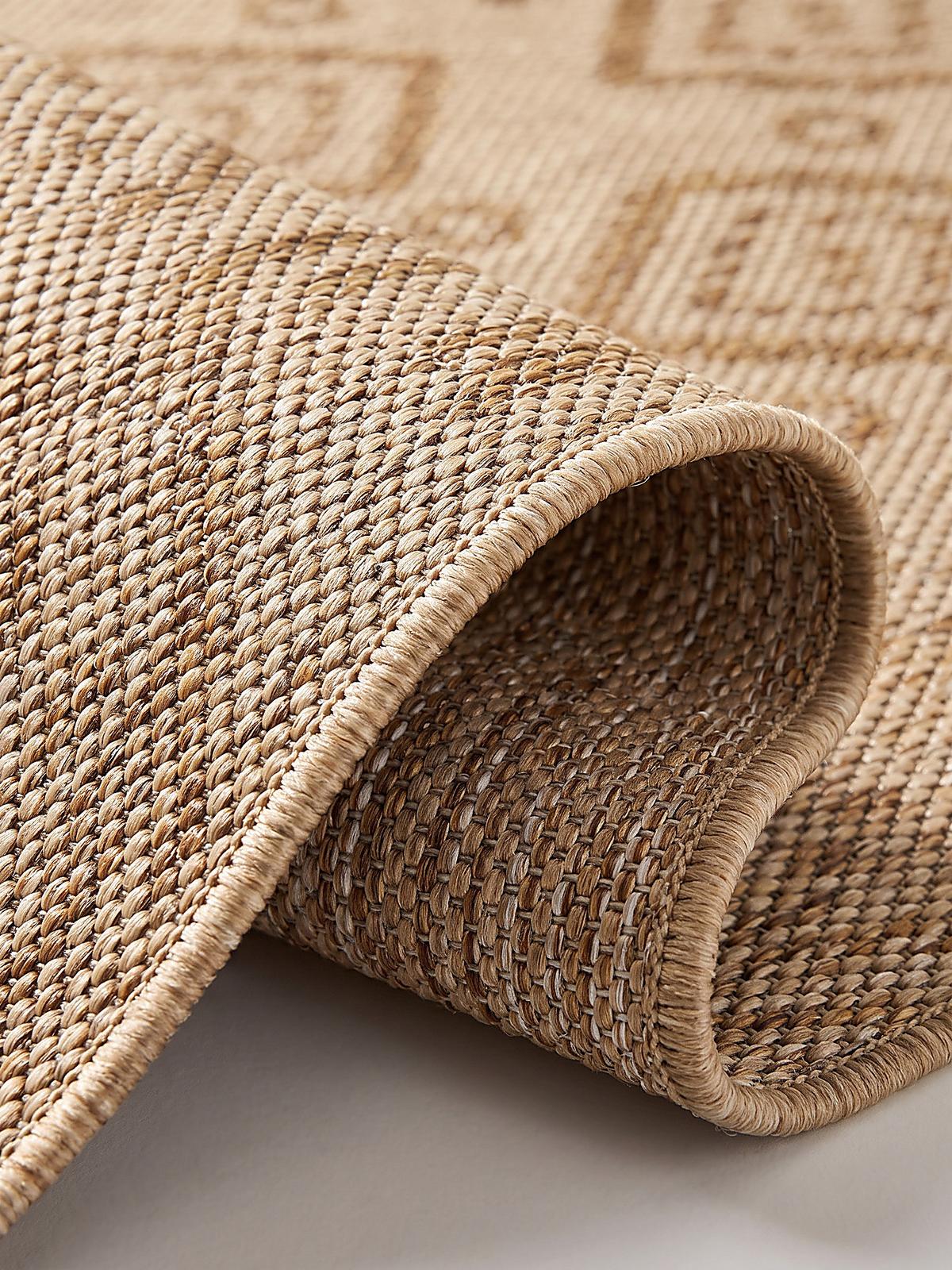 TEPPICH Flachgewebe, Outdoor, Fußbodenheizung-geeignet, mit Rautenmuster, VIGOLENO in Beige-Braun, 120 x 160 cm - Beige, Textil (120/160cm) - KADIMA DESIGN