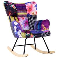 SCHAUKELSESSEL Samtstoff Bunt Oulu - Multicolor, Textil (71/104/83cm) - Beliani