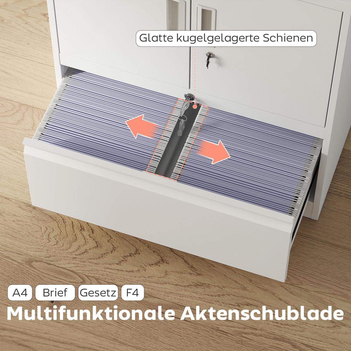 AKTENSCHRANK Stahl Weiß - Weiß, Metall (40/95/80cm) - HOMCOM
