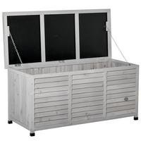 GARTENBOX Kissenbox Aufbewahrungsbox Gartentruhe, wetterbeständig, Massivholz, Grau - Hellgrau, Holz (56/60/127cm) - Outsunny