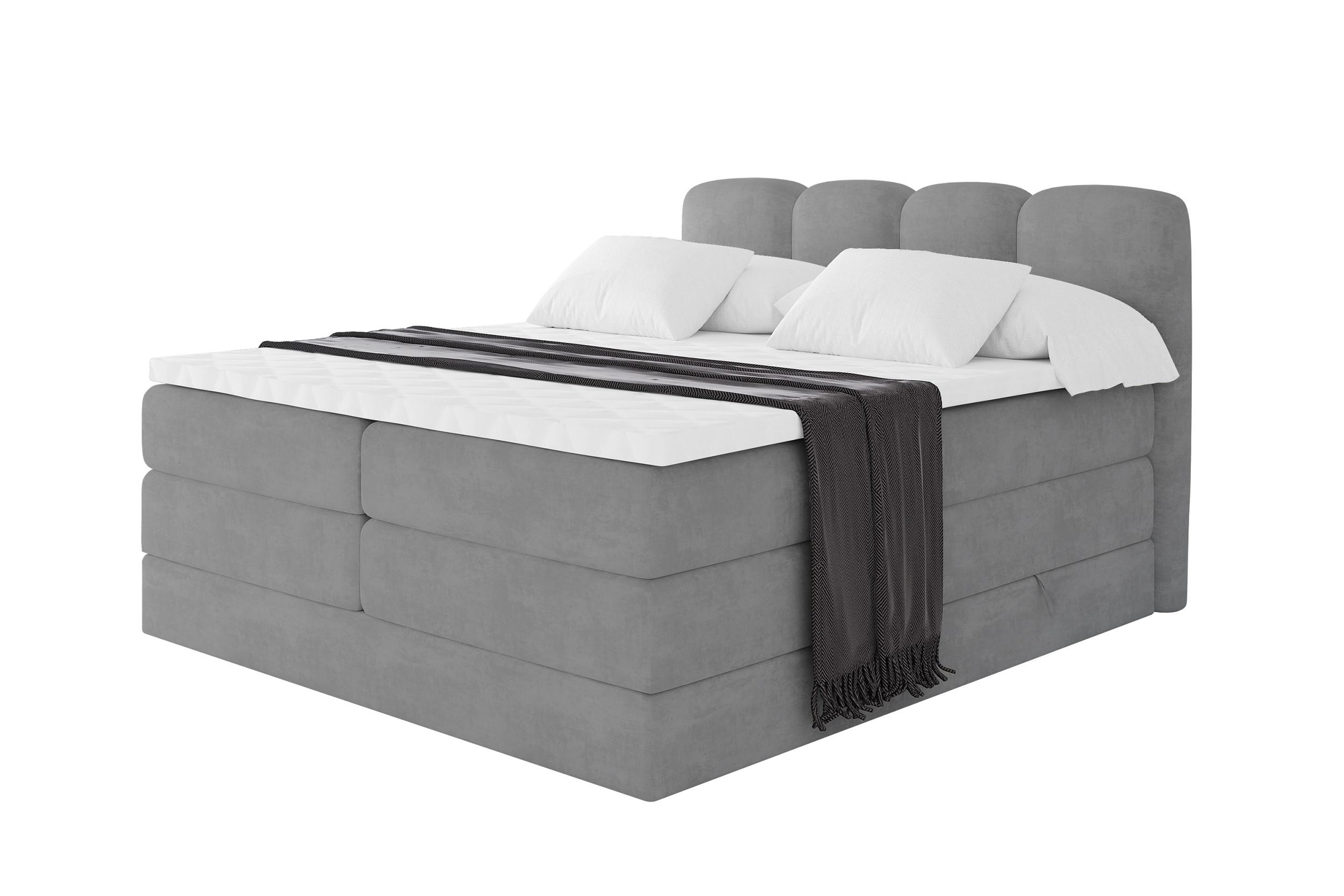 BOXBETT mit Matratze H3|H4 - NINA KING - 180x200 cm - Hellgrau - Hellgrau, Holzwerkstoff (180/200cm) - ALTDECOR