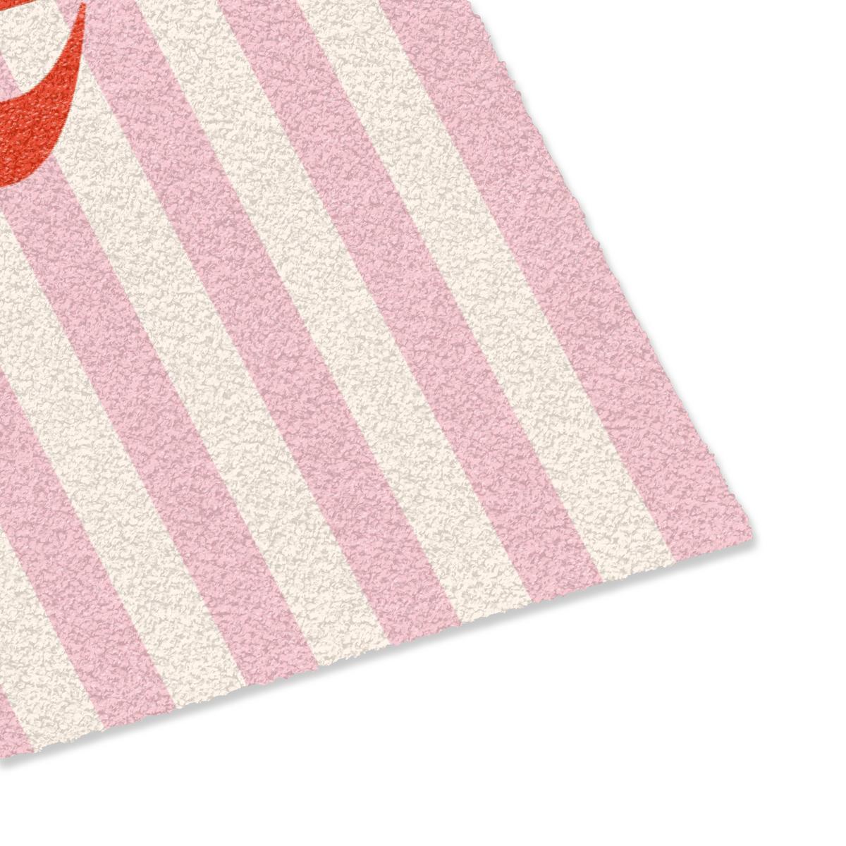 FUSSMATTE Hola - Zitat - Streifen - Pastell - Rosa - Rot - Weiß Schmutzfangmatte 60x40 cm - Rosa, Kunststoff (60/0.4cm) - MuchoWow