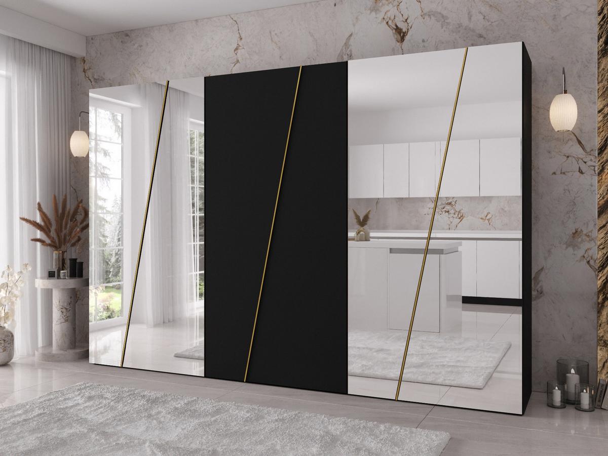 DREHTÜRENSCHRANK Zen 4L 300 cm - Goldfarben/Schwarz, Holzwerkstoff/Kunststoff (300/202/50cm) - MIRJAN24