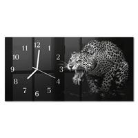 WANDUHR aus Glas 60x30 cm - Jaguar - Schwarz, Glas (60/30/0.4cm) - TULUP