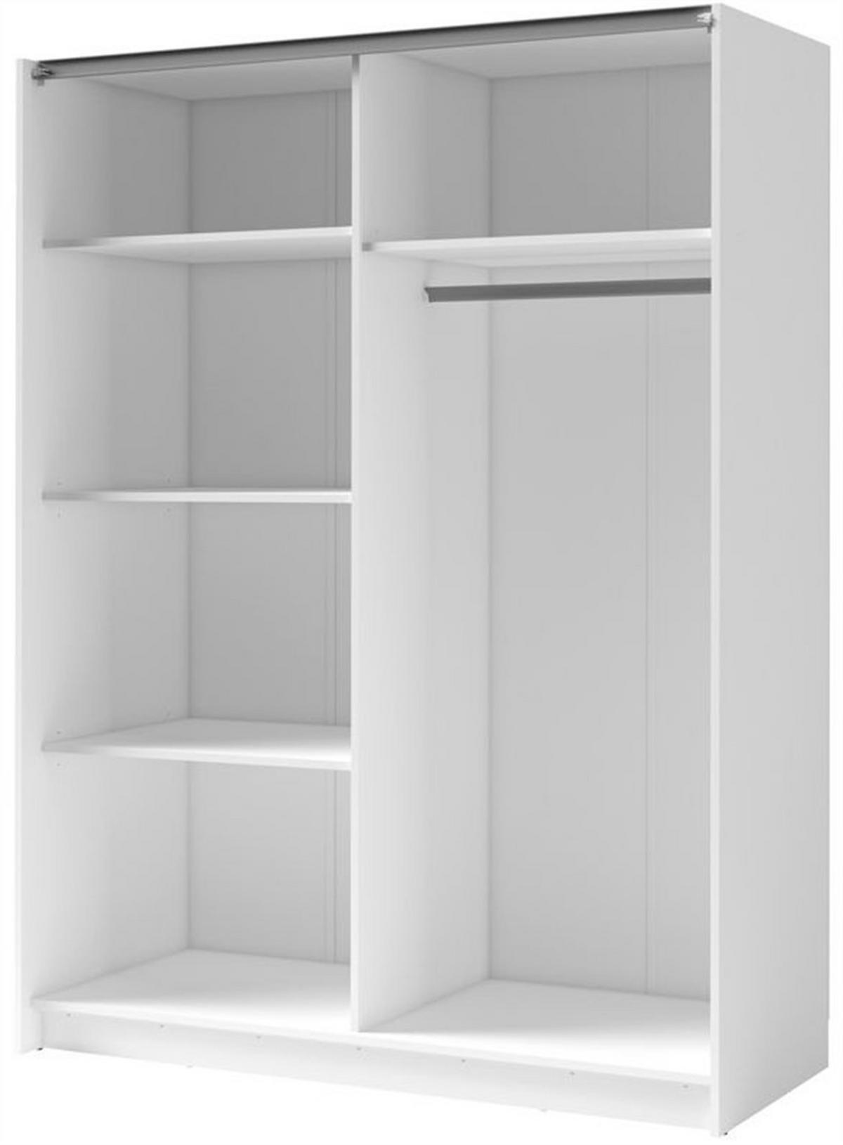 SCHWEBETÜRENSCHRANK ELRON 180,6/198,5/62cm 2-türig mit Spiegel Weiß - Weiß, Holzwerkstoff (180.6/198.5/62cm) - MASSENO