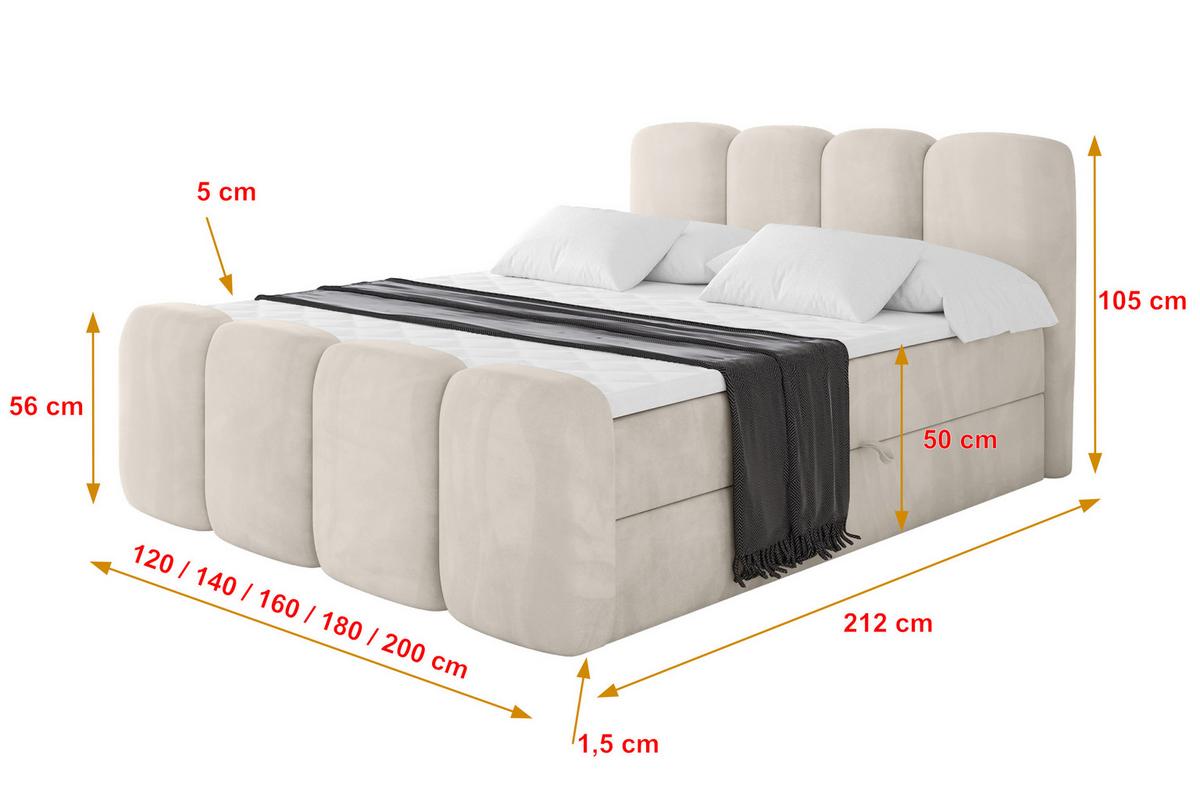 BOXBETT mit Matratze H4 und Lattenrost - NINA-Z - 180x200 cm Casablanca - Beige - Champagner, Holzwerkstoff (180/200cm) - ALTDECOR
