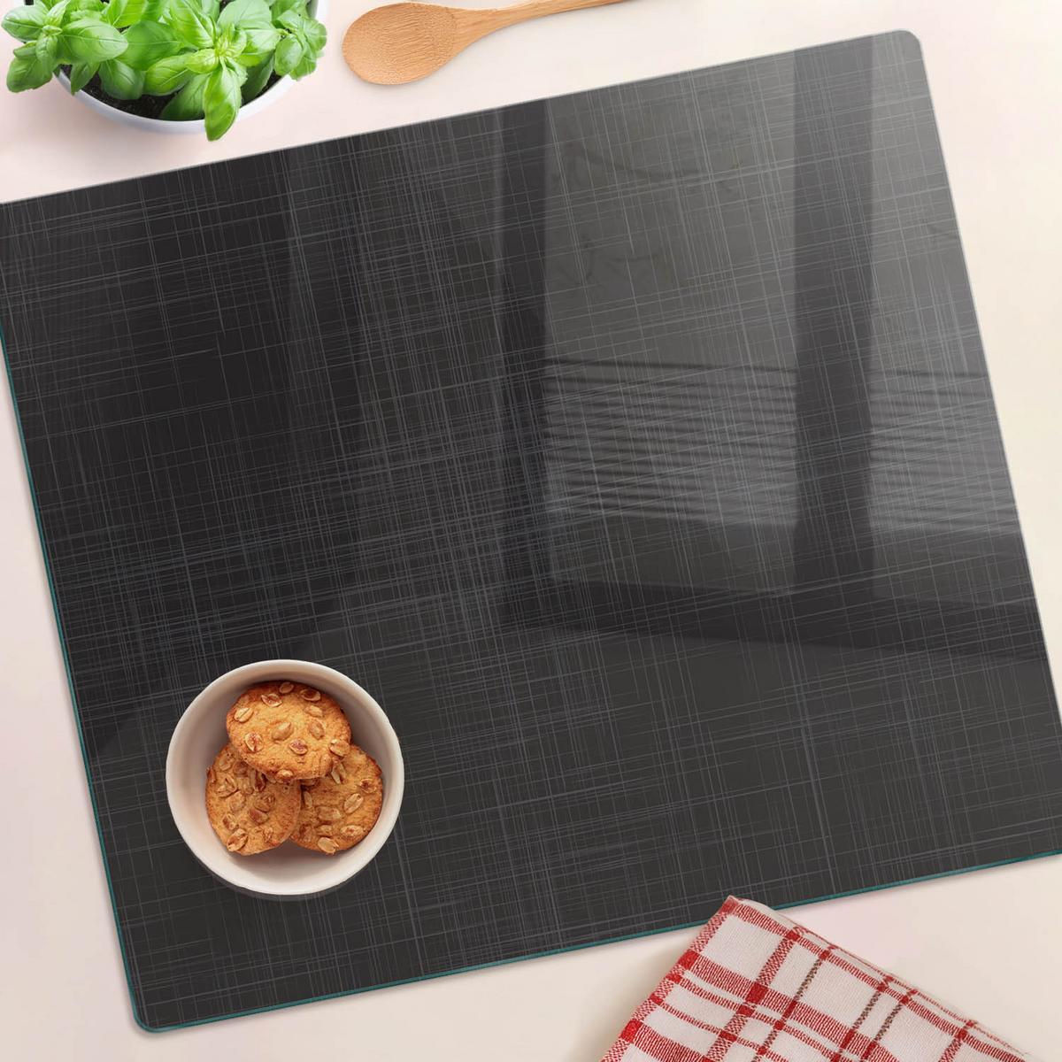 GLASPLATTE 60x52 cm Leinenstruktur - Schwarz, Glas (60/0.4/52cm) - TULUP