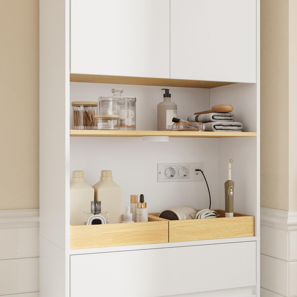 HOCHSCHRANK mit Aufbewahrungsfunktion BZR241-E-W - Weiß, Holzwerkstoff (30/180/60cm) - SoBuy