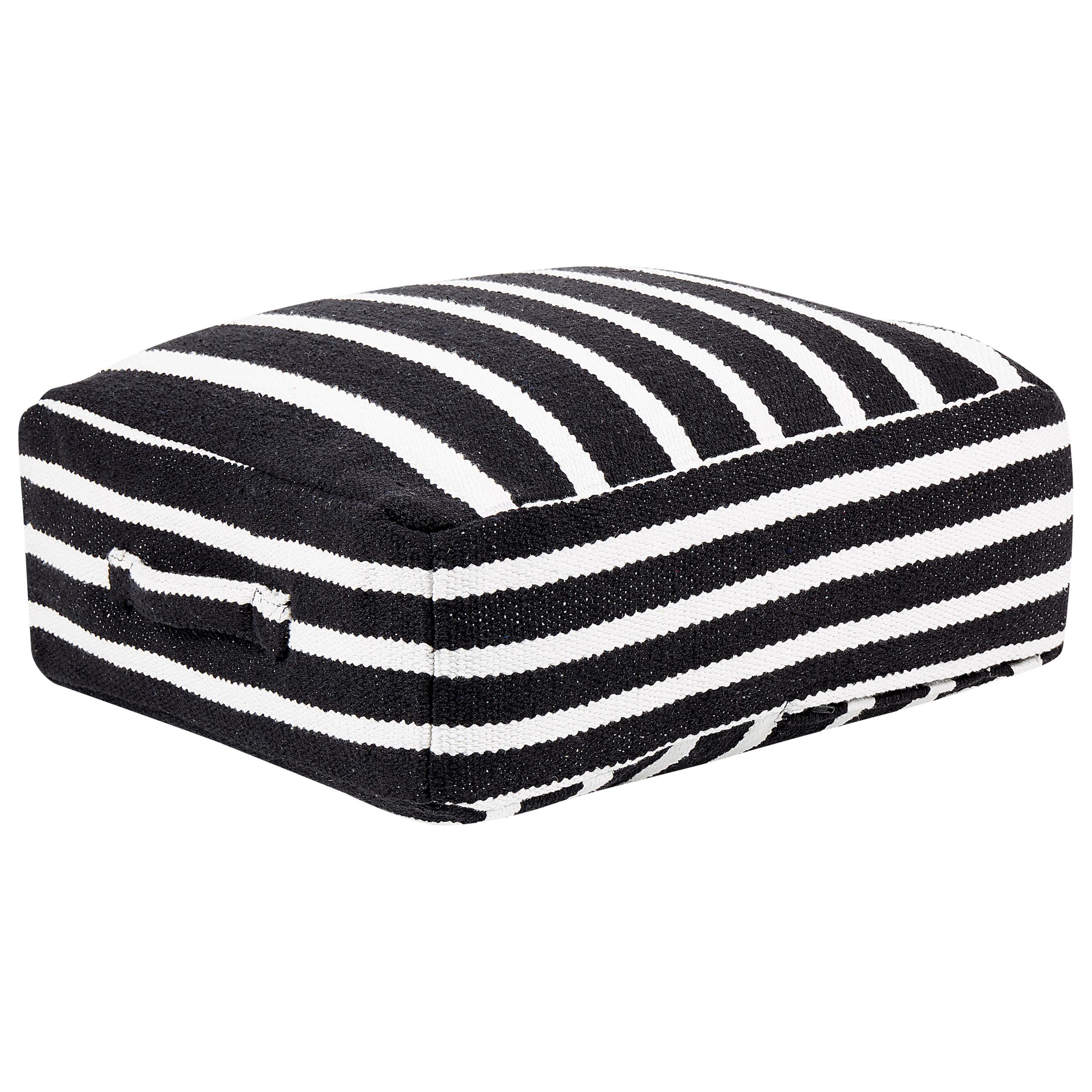 BODENKISSEN Settat 50/50/20 cm - Schwarz, Naturmaterialien/Textil (50/20/50cm) - Beliani