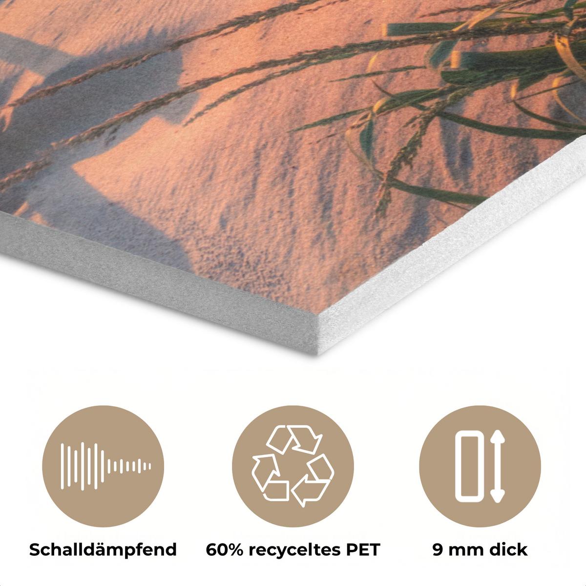 AKUSTIKBILD Strand - Meer - Düne - Sonnenuntergang - Landschaft Kunstdruck Schlafzimmer 50x70 cm - Beige, Kunststoff (50/70/0.9cm) - MuchoWow