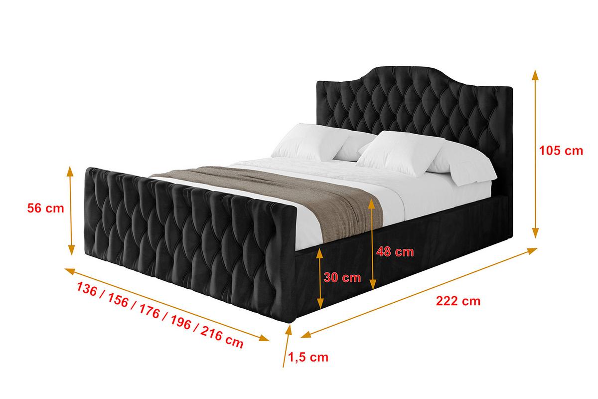 POLSTERBETT mit Bettkasten, Fußteil und Lattenrost, Boxbett mit Matratze H3/H4 - FALIO-Z 120x200 Schwarz - Schwarz, Holzwerkstoff/Textil (120/200cm) - ALTDECOR