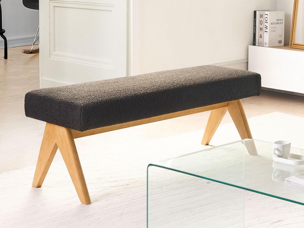 POLSTERBANK Bouclé Schwarz/Hellbraun Tamre - Schwarz, Textil (118/48/46cm) - Beliani