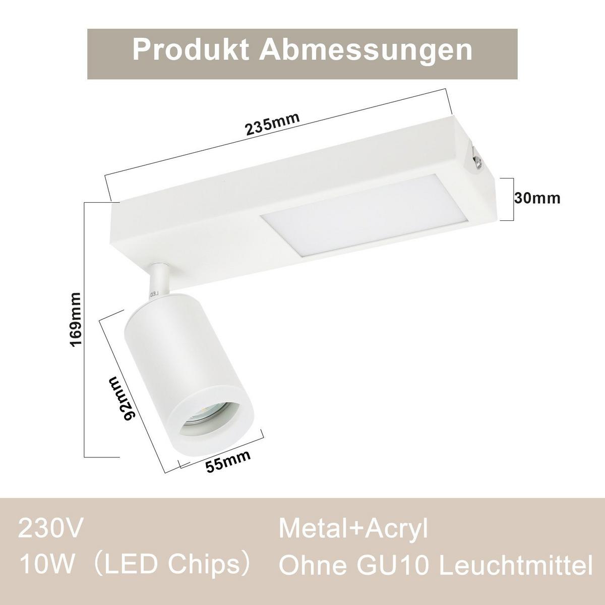 DECKENSTRAHLER Birkenfeld 1-flammig 23.5/8/16.9 cm - Weiß, Metall (23.5/8/16.9cm) - Nettlife