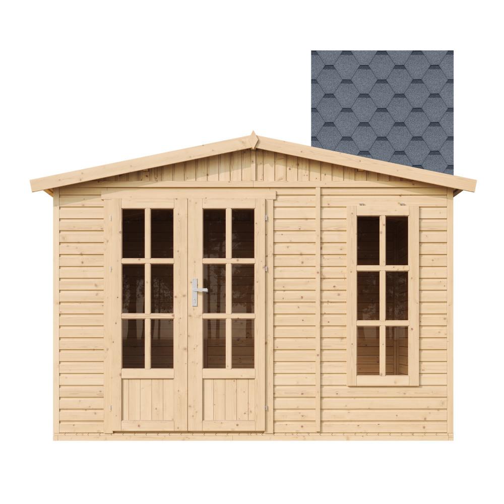 GARTENHAUS HOLZ 6 m2 - H232 x 332 x 222 cm - Gerätehaus Holz Garten-Studio M334FB+H334FBGREY - Beige, Holz (332/232/199cm) - Timbela
