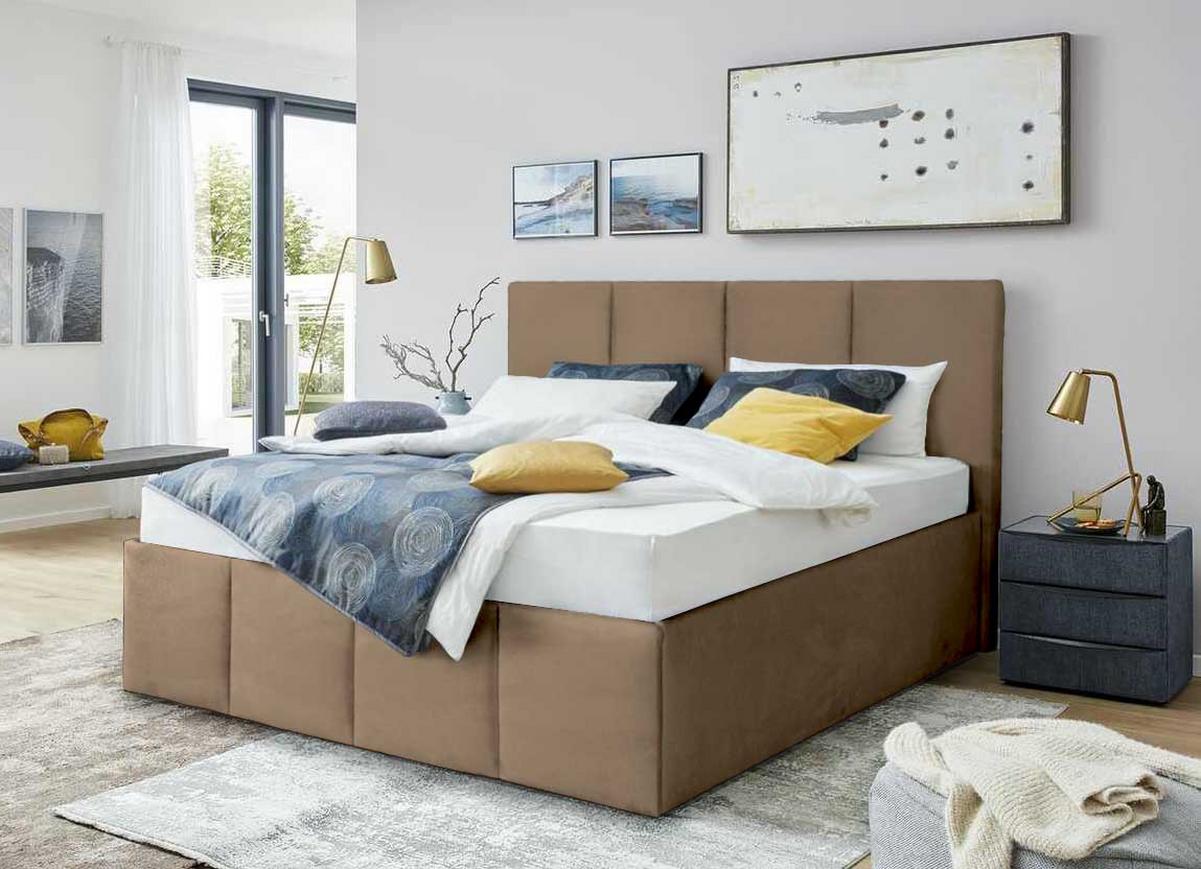 POLSTERBETT Dalas Sahara 180 x 200 x 40 cm Bettkasten Mit hochwertiger Matratze H2 (bis 100 kg) und Lattenrost - Sahara, Holz (180/200cm) - Halmon Schlafkomfort Betten 
