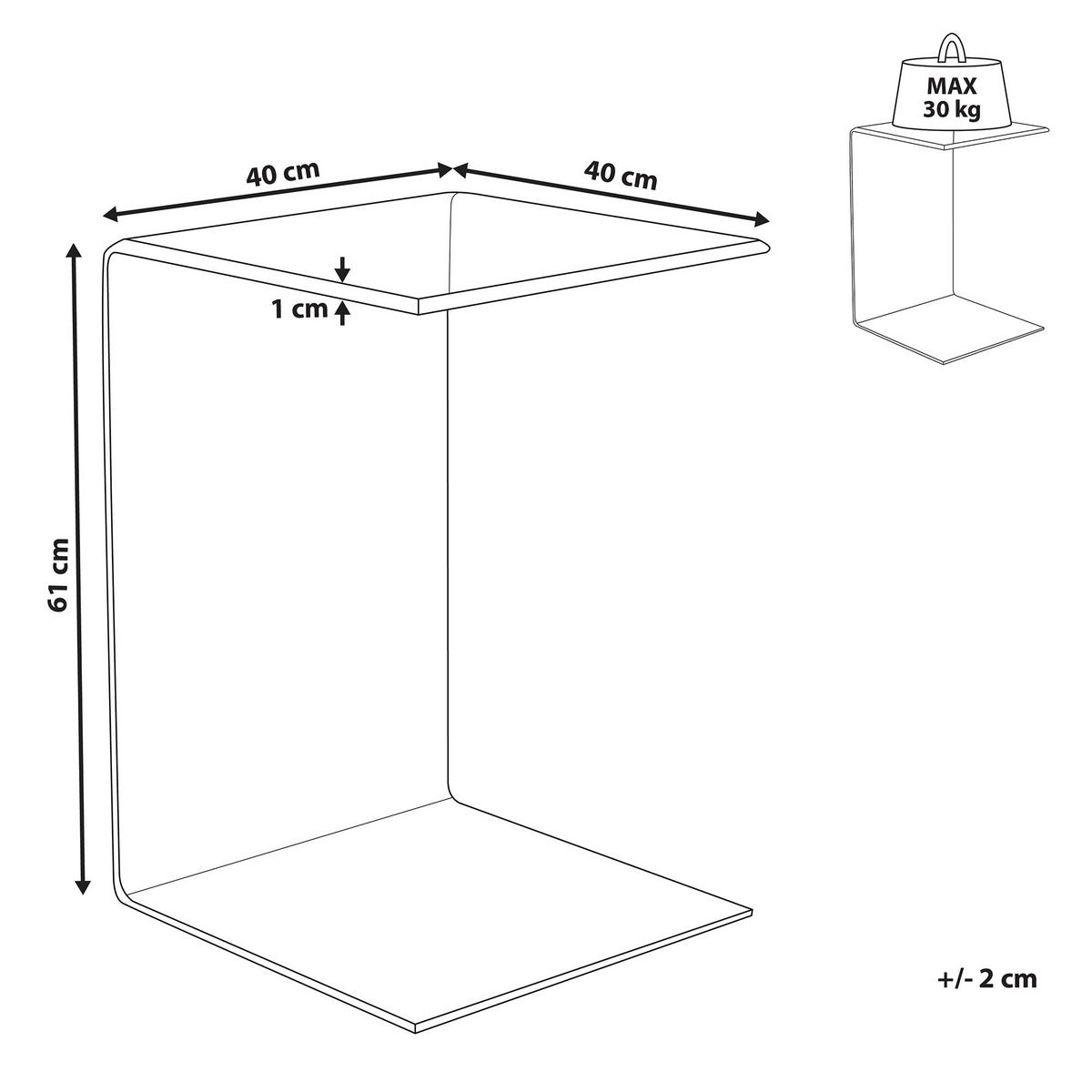 BEISTELLTISCH Glas transparent 40/40/61 cm Lourdes - Transparent, Glas (40/40/61cm) - Beliani