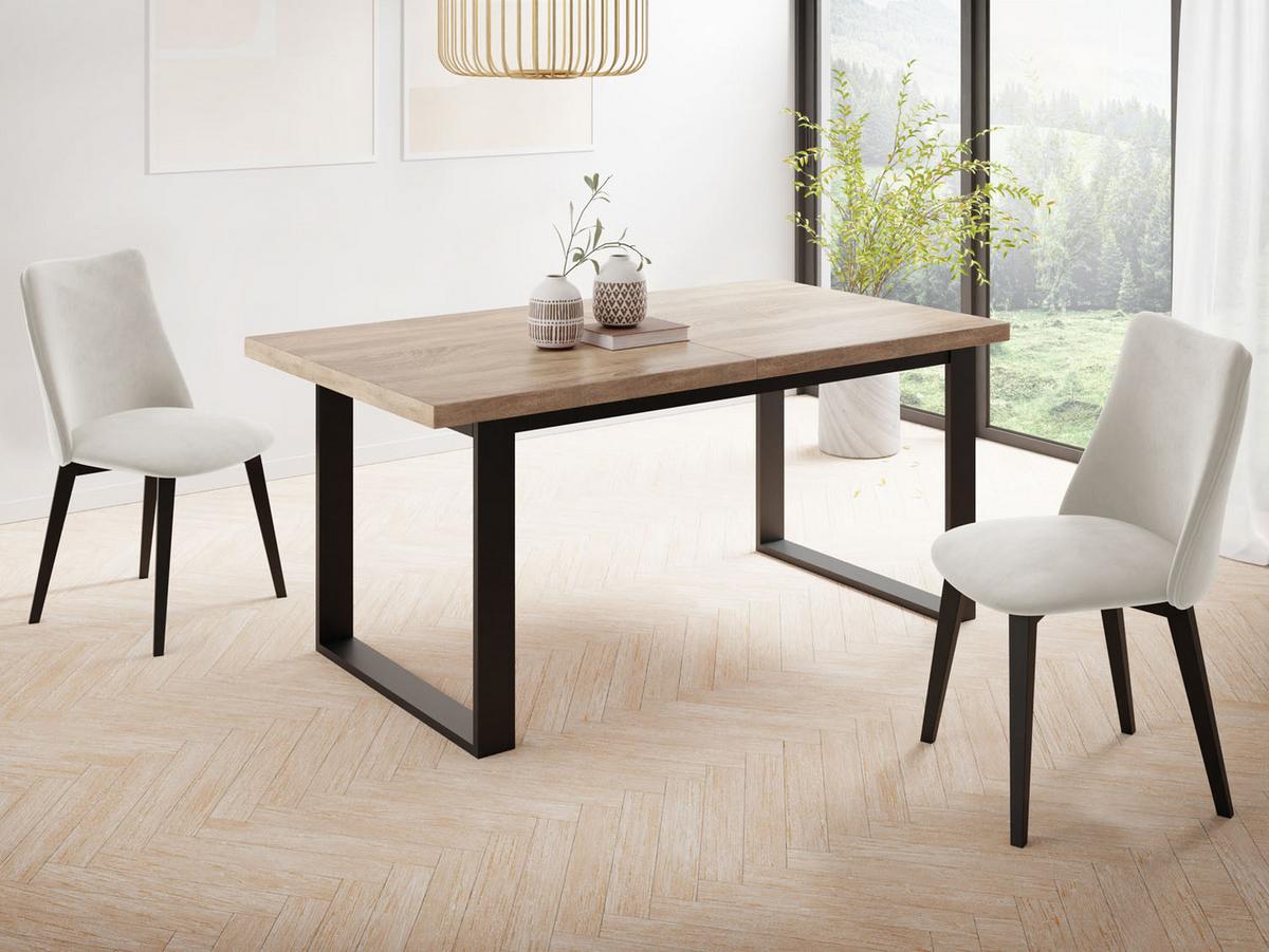 ESSTISCH Valentino rechteckig ausziehbar, Sonoma Eiche 140/180/80/75 cm - Schwarz/Sonoma Eiche, Holzwerkstoff/Metall (80/180/75cm) - WFL GROUP