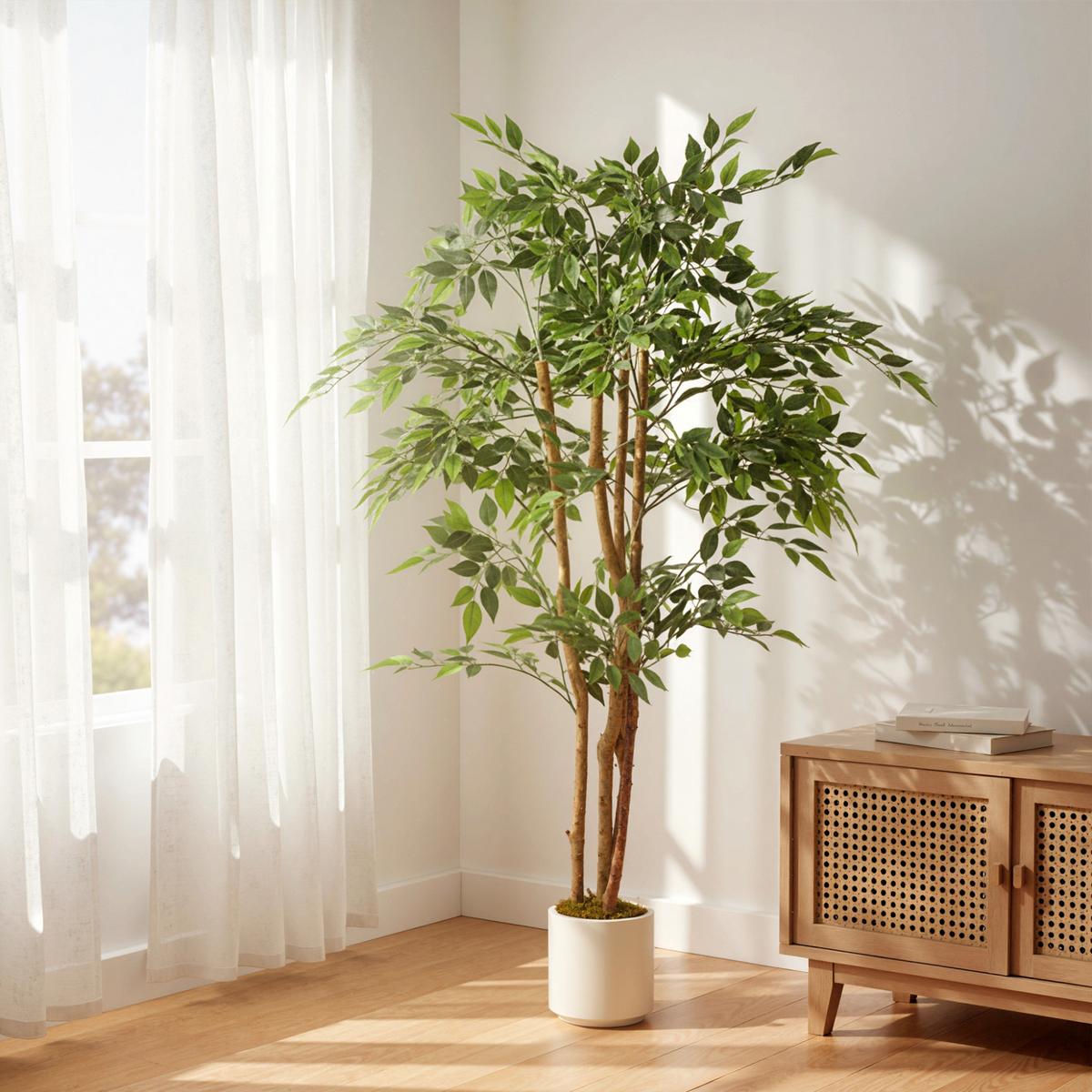 KUNSTPFLANZE Kunststoff Grün - Braun/Weiß, Holz/Kunststoff (150cm) - HOMCOM