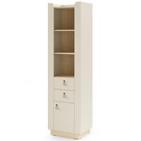 BÜCHERREGAL Sorella mit 1 Tür, 2 Schubladen und offenen Regalböden, Macadamia + Eiche Mavelie - Eichefarben/Beige, Leder/Holzwerkstoff (55/201/52cm) - Beautysofa