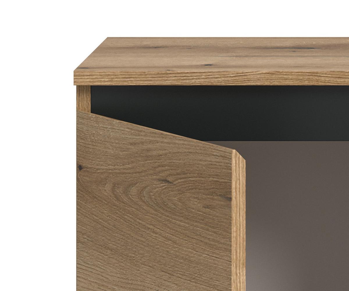 KOMMODE Evoke Eiche, schwarz, Highboard 80 x 99 cm mit Vollauszug und Soft-Close - Eichefarben/Schwarz, Holzwerkstoff/Metall (80/99/36cm) - Inn.Furn