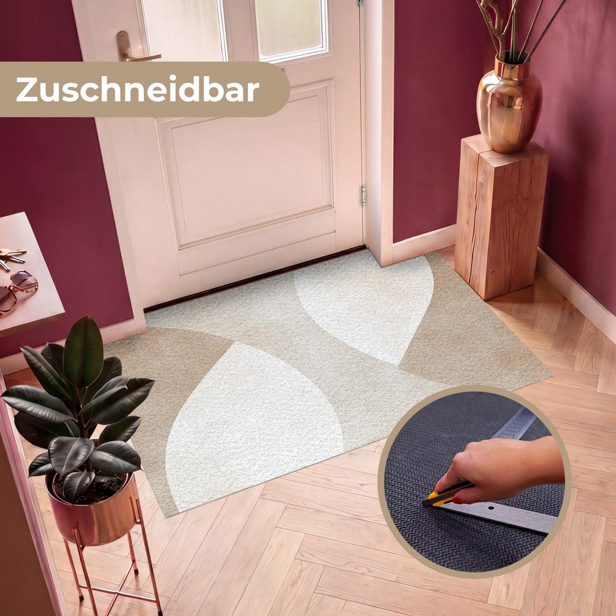FUSSMATTE Braun - Japandi - Abstrakt Schmutzfangmatte 150x90 cm - Beige, Kunststoff (150/0.4cm) - MuchoWow