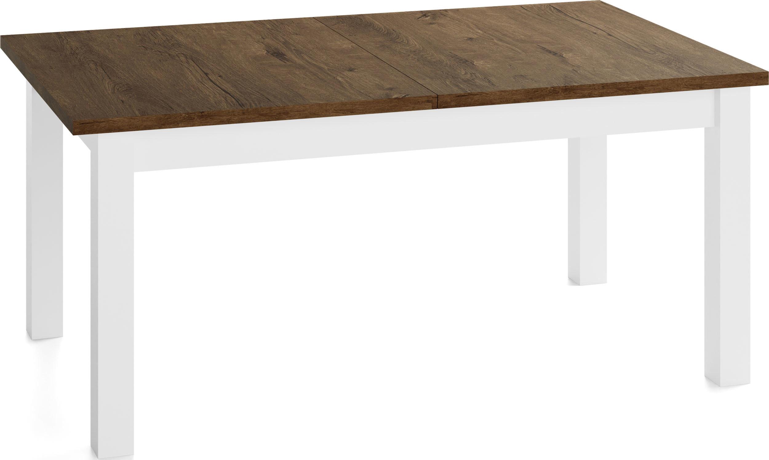 ESSTISCH Lindberg Weiß ausziehbar verlängerbar rechteckig, Eiche Braun Rustikal 140-180/80/77 cm - Alteiche/Weiß, Holz/Holzwerkstoff (80/180/76.5cm) - WFL GROUP