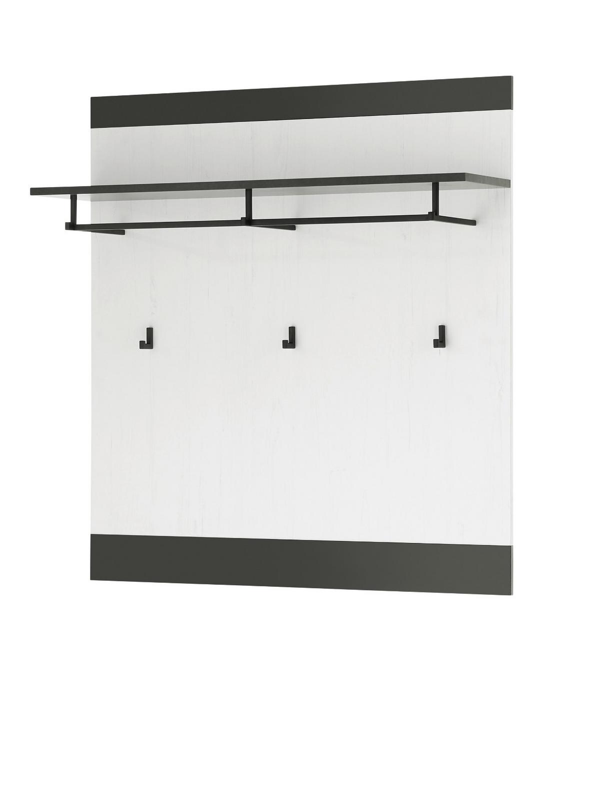 GARDEROBENPANEEL weiß Pinie, anthrazit Landhaus, Wandgarderobe 92 x 100 cm - Anthrazit/Weiß, Holzwerkstoff/Metall (92/100/26cm) - Furn.Design