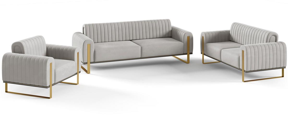 SOFA Parissa 164 cm - Goldfarben/Hellgrau, Textil/Metall (164/79/92cm) - Selsey