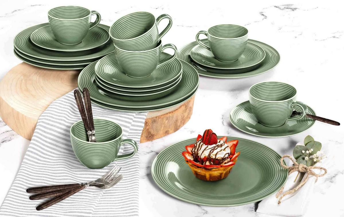 BROTTELLER Beat Color Glaze Salbeigrün ø 17 cm 6er Set - Grün, Keramik (17cm) - Seltmann Weiden
