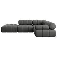 ECKSOFA modulares Sofa Felto-L1 - 285x190x70 cm Dunkelgrau Velours - Dunkelgrau, Holzwerkstoff/Textil (285/190cm) - ALTDECOR