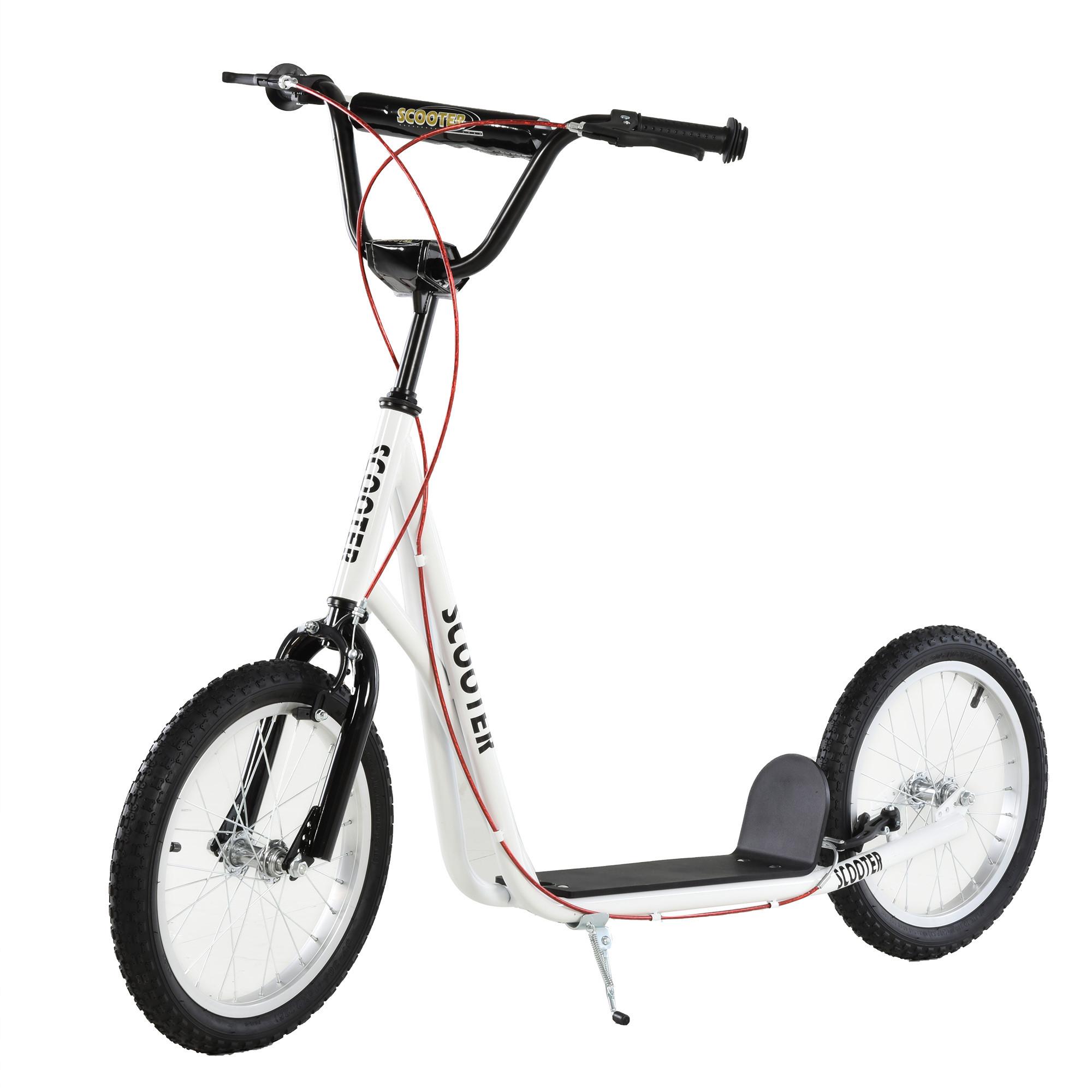 TRETROLLER Scooter Cityroller Kinder Luftreifen Roller verstellbar Alu Weiß - Weiß, Metall (139/58/96cm) - HOMCOM