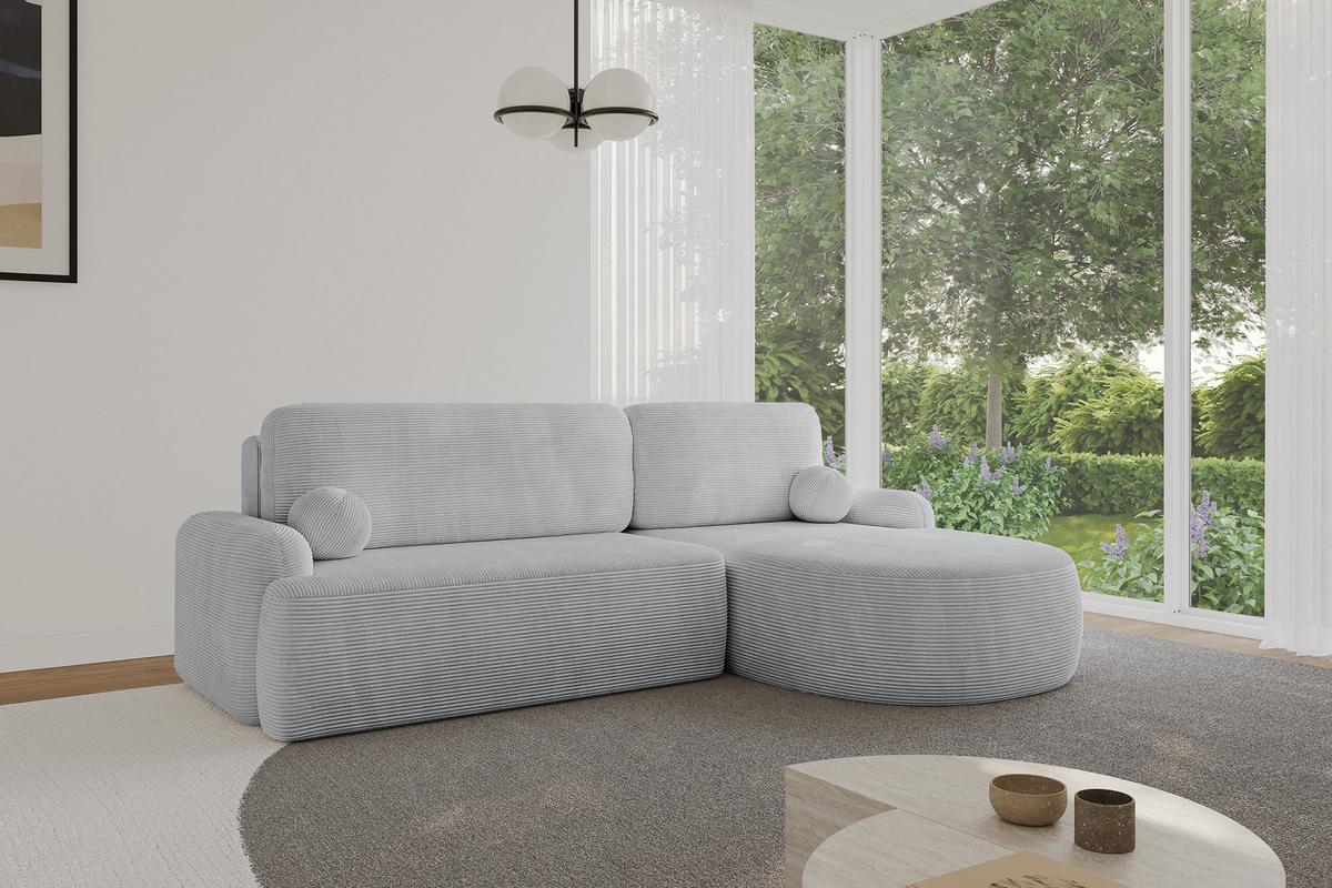 ECKSOFA mit Schlaffunktion und Bettkasten LIRA-L - 264x172x89 Grau - Grau, Holzwerkstoff/Textil (172/264cm) - ALTDECOR
