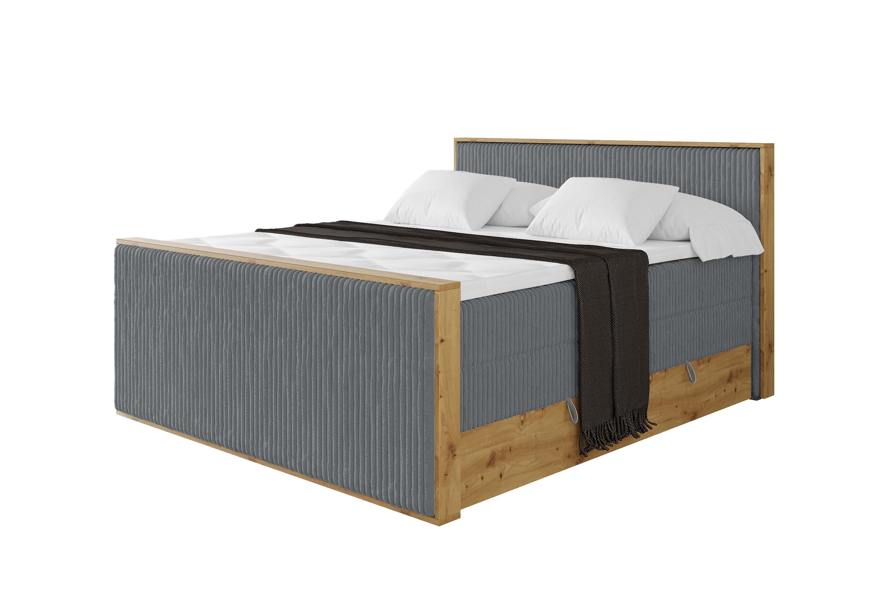 BOXSPRINGBETT LOLLI9 -Z-KING 120x200 - H3/H4 Dunkelgrau - Dunkelgrau, Holzwerkstoff (120/200cm) - ALTDECOR