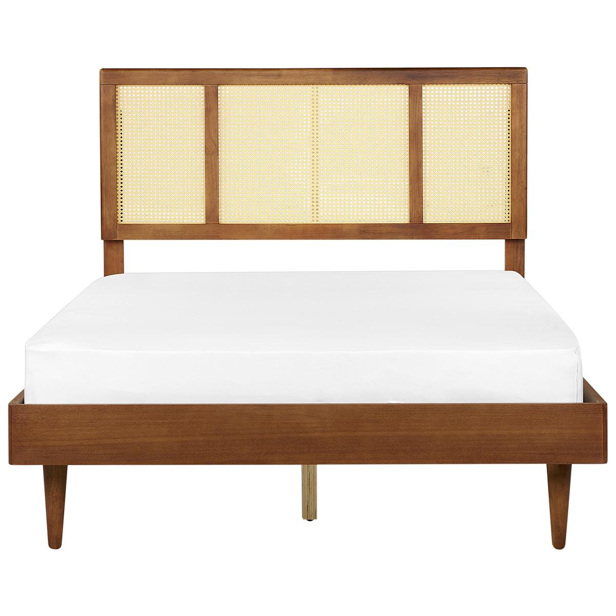 BETT mit Lattenrost 140/200 cm Gummibaumholz Braun Auray - Braun, Holz (140/200cm) - Beliani