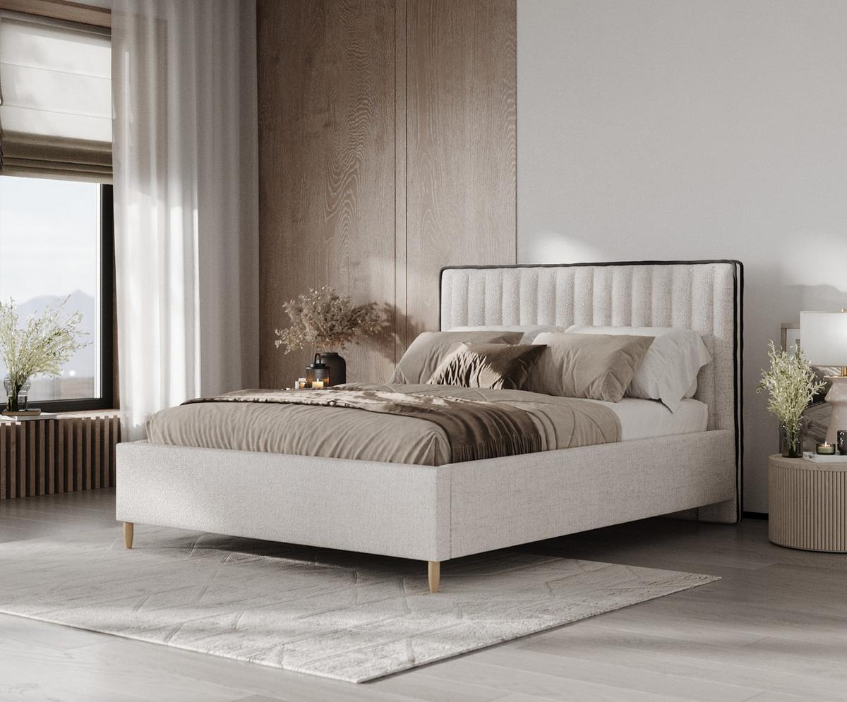 POLSTERBETT Aria 140/200 cm Hellbeige im Neve Stoff - Sandfarben/Naturfarben, Holz/Holzwerkstoff (140/200cm) - AltaBeds