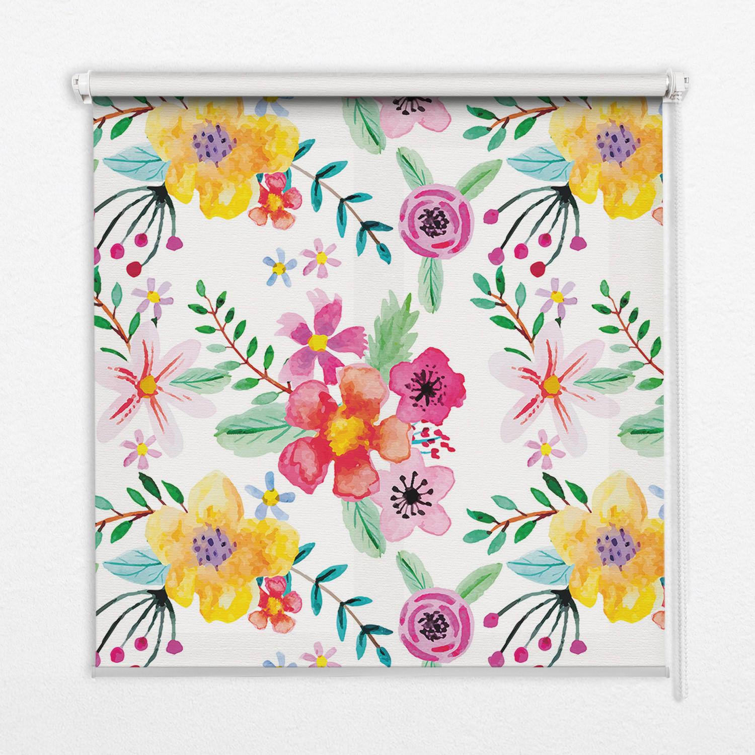 INNENROLLO - Fensterrollo - Rollo - 150x180 cm - Gemalte Blumen - Gelb, Kunststoff (150/180/0.5cm) - TULUP
